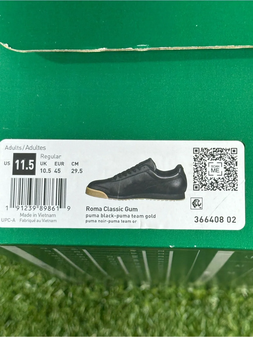 PUMA ROMA CLASSIC GUM LEATHER, SIZES 10.5 AND 11.5 MENS, BLACK/ TEAM GOLD , NEW